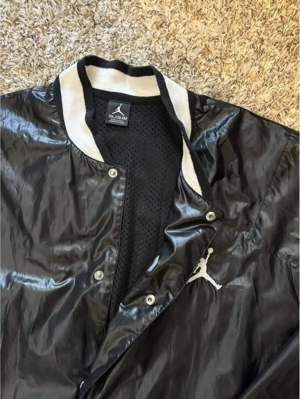 Nike Air Jordan Varsity Shell Snap Black Jacket 612948-010 Rare Men's Size 2XL