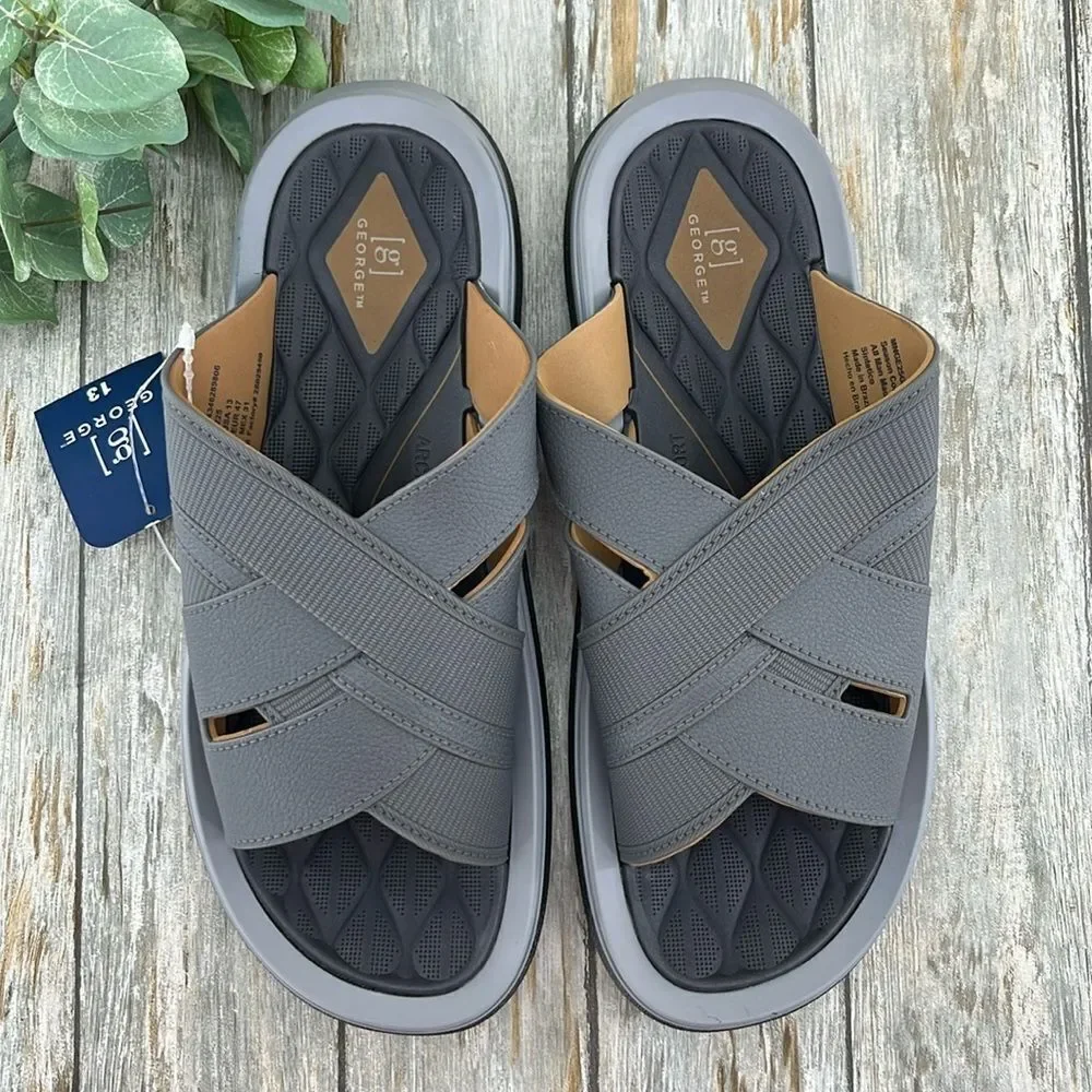 Men's Crossband Slide Sandals Shoes Size 13