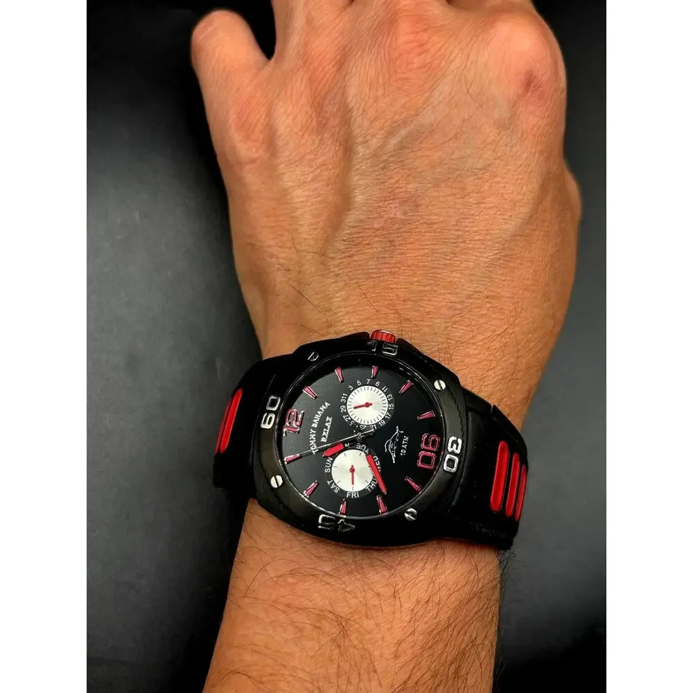 Tommy Bahama Relax TBRLX1033-A126 Reef Diver Black Red Silicone Men’s Watch