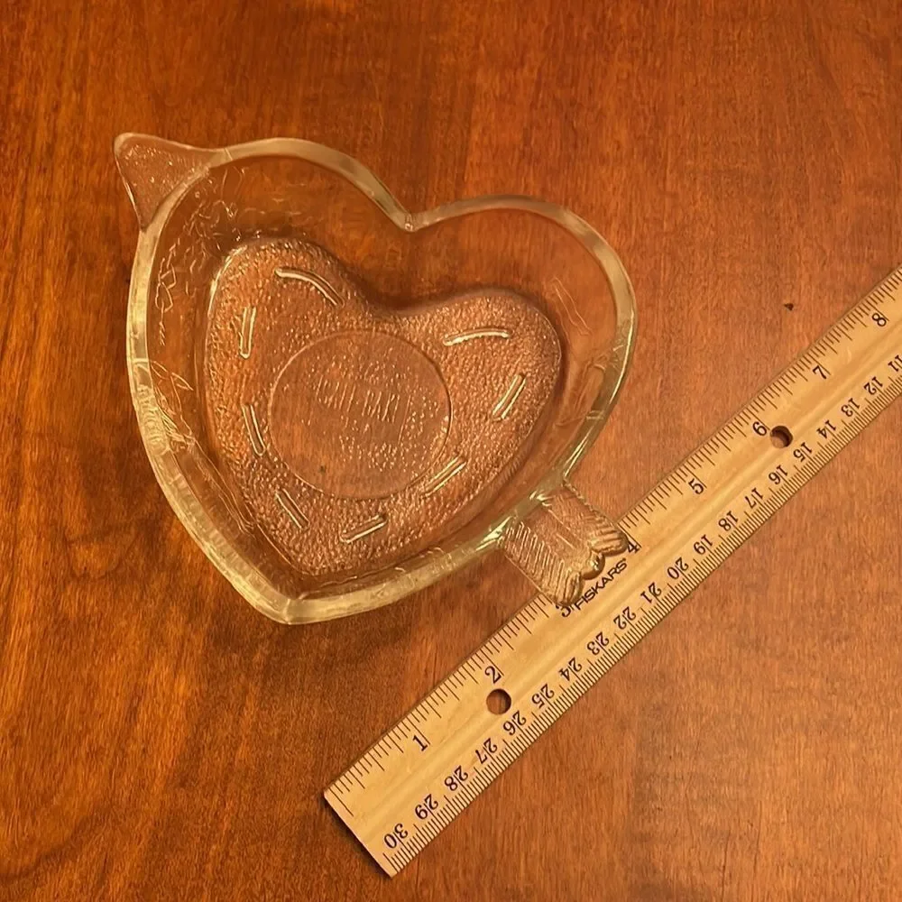 Vintage Safe-Bake USA Glass Heart Pan with Cupid & Arrow