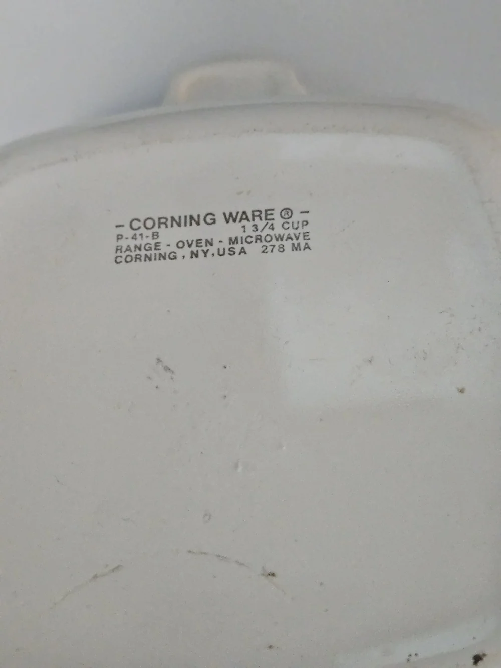 Corningware White Ceramic Casserole with Harvest Vegetable Design