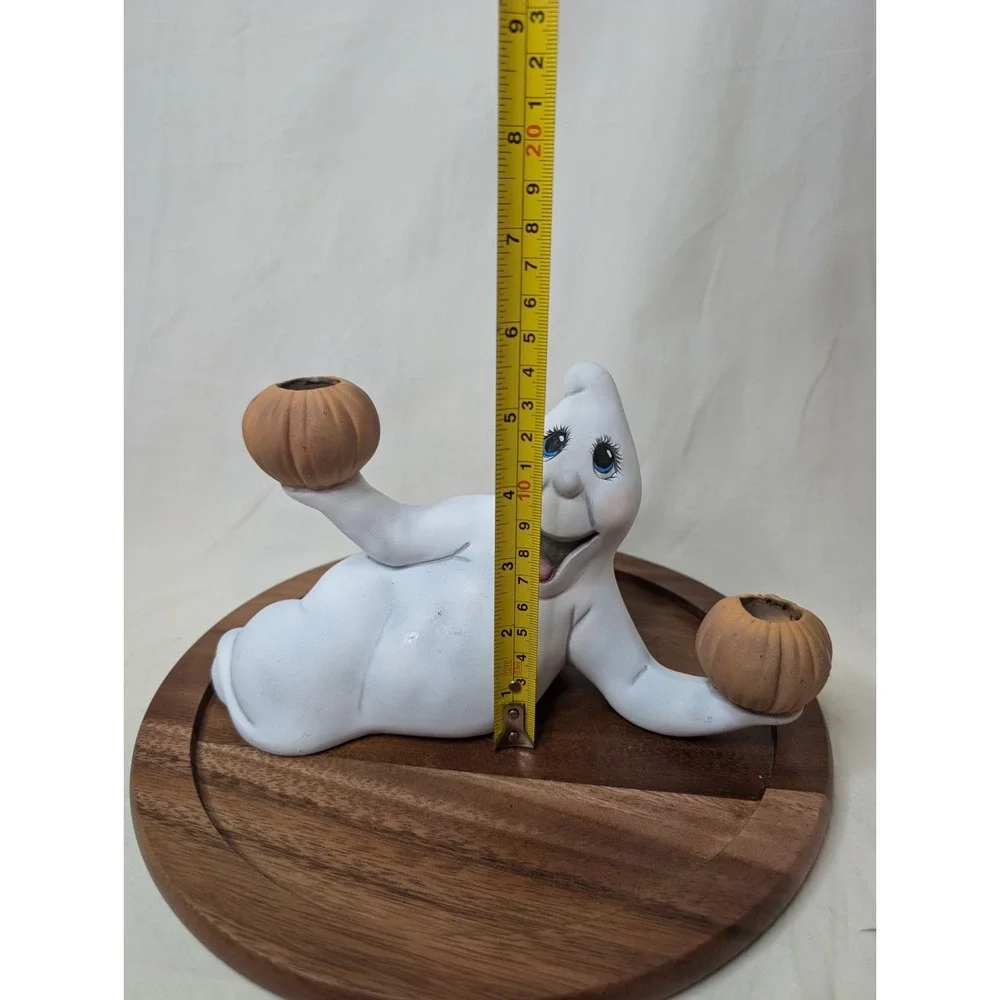 Vintage Halloween‎ Ceramic Laying Ghost Candle Holder Holiday Figurine