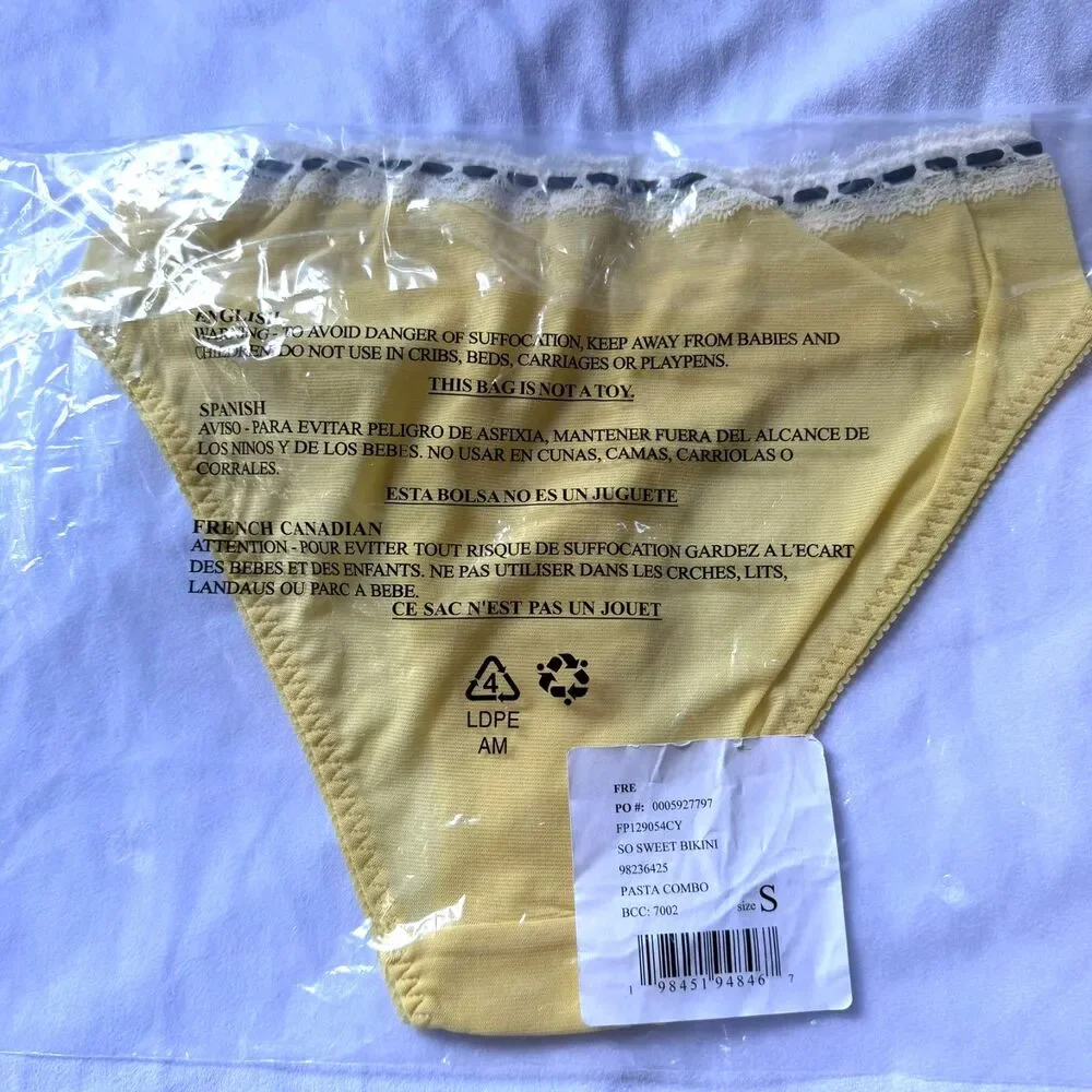 NWT Intimately Free People So Sweet Yellow Bikini Mesh Bottom Size S