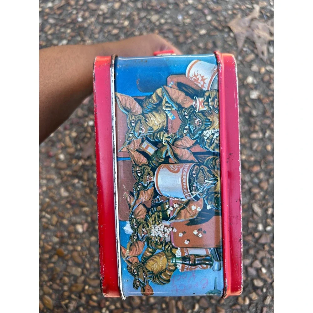 Aladdin Gremlins Metal Lunch Box 1984 Vintage Blue Red Gizmo Stripe Movie‎ Good