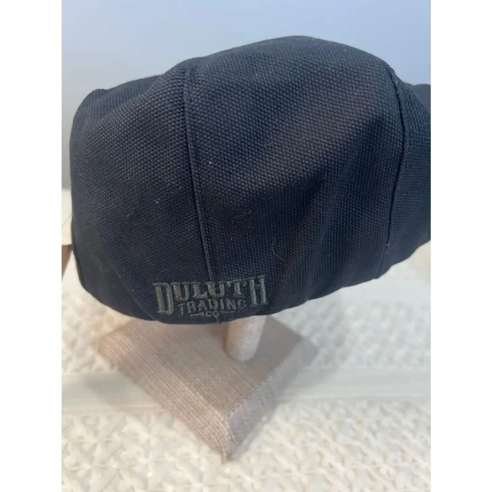NWT Duluth Black Classic Minimalist Streetwear Flat Cap Metal Snaps Sz M