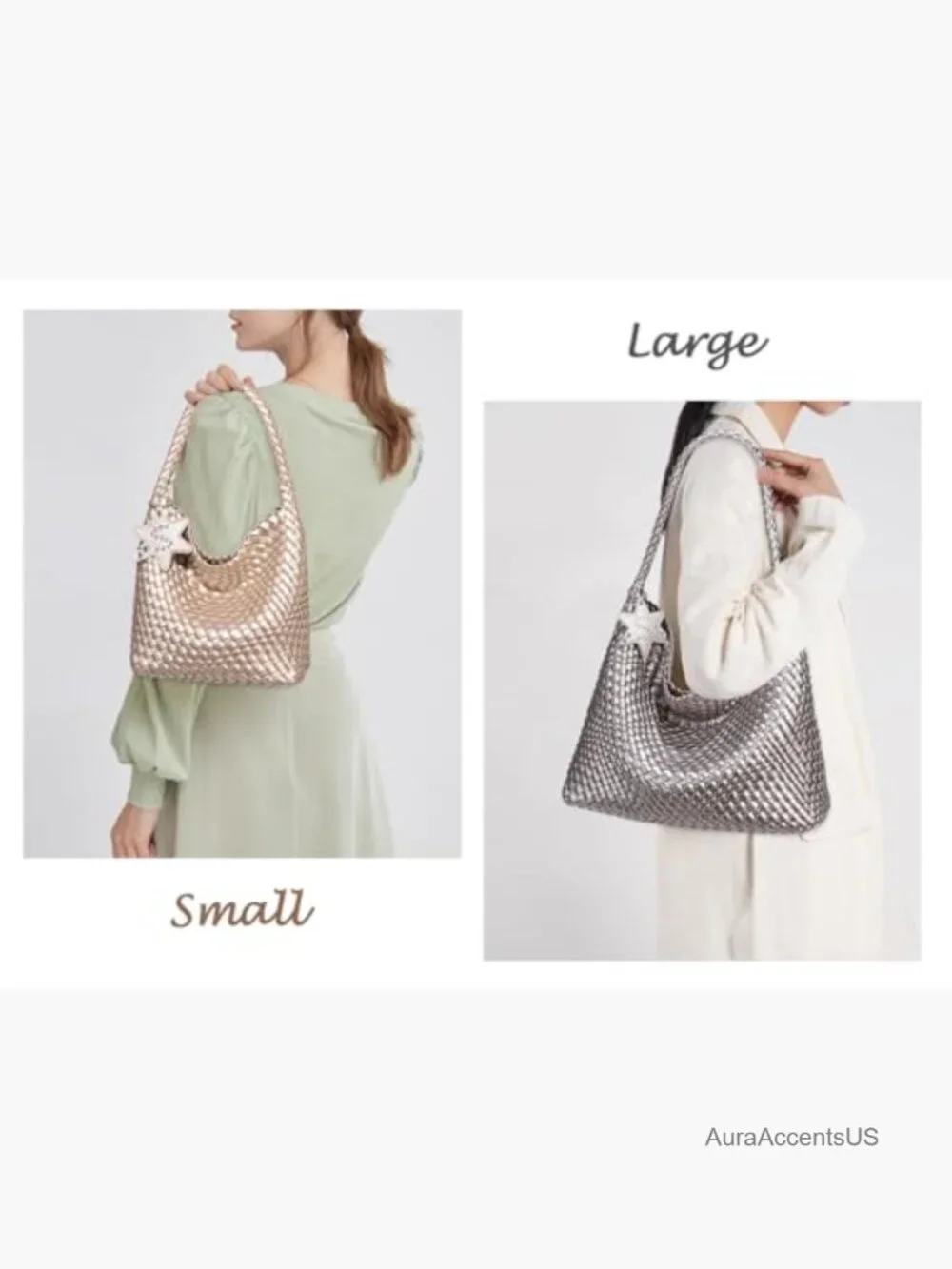 Handmade Woven Tote Bag Large Vegan Leather Slouchy Hobo Shoulder Handbag