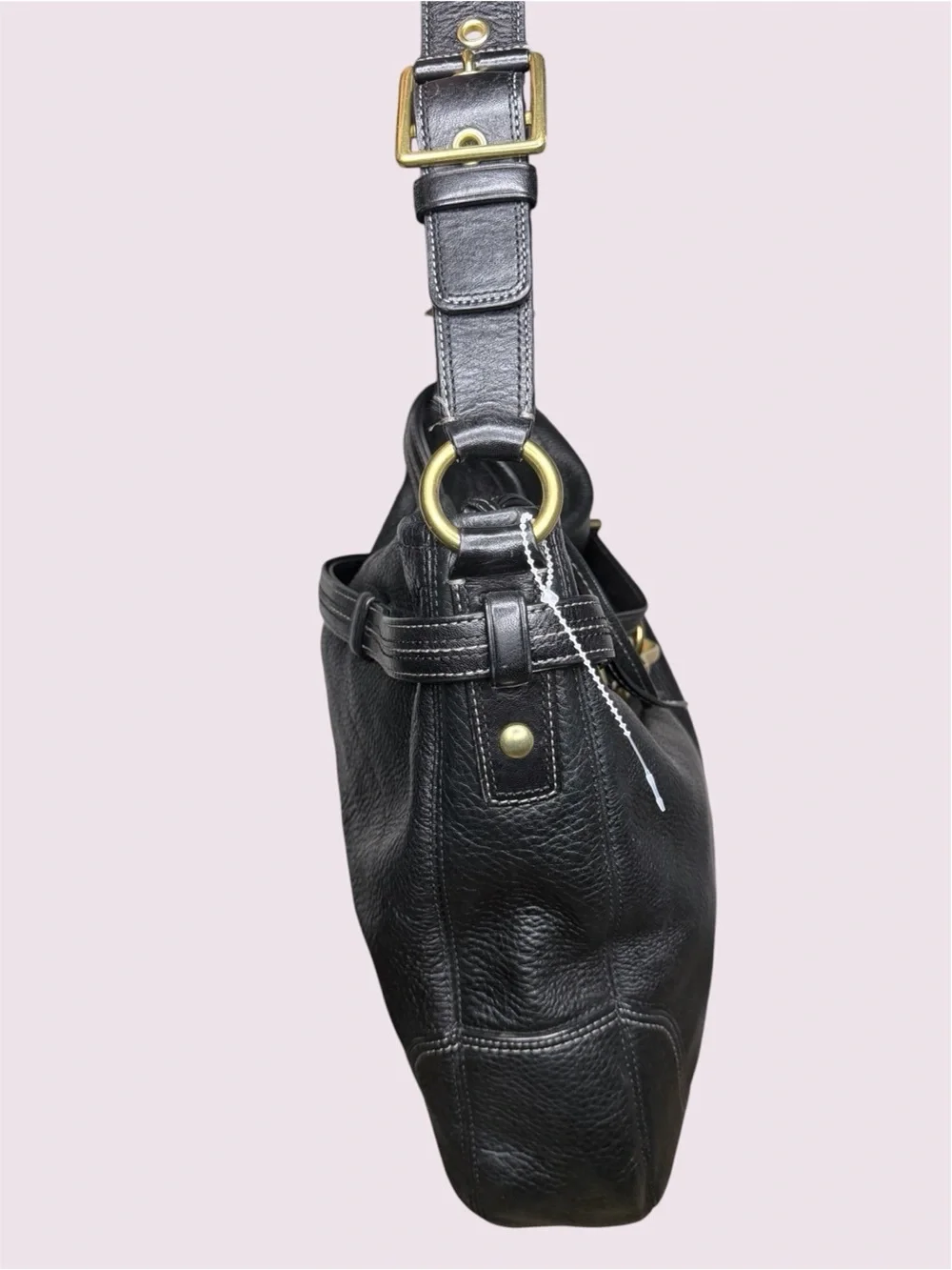 COACH D0869-12460 Women's HAMPTON Boho Satchel Buckle Shoulder Leather Bag Black