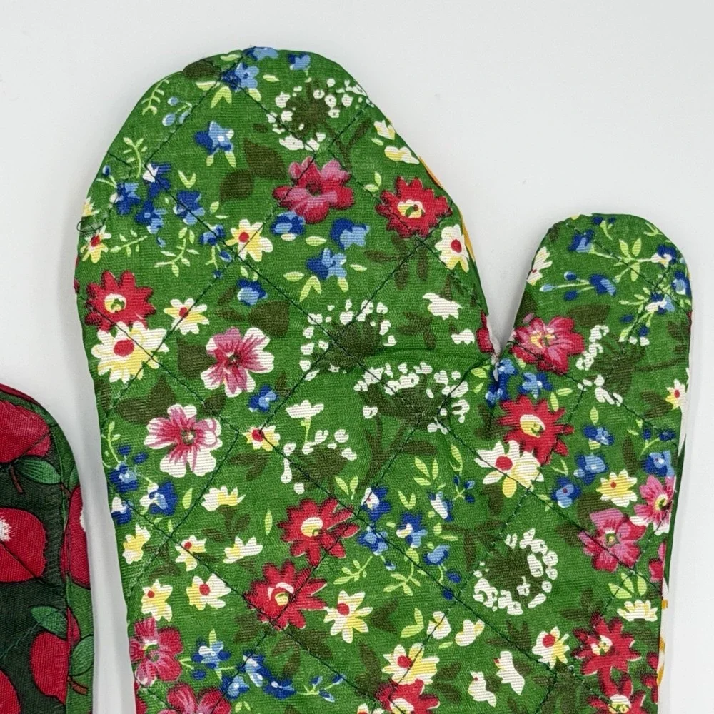 VTG Apple‎ Kitchen Oven Mitt Potholder Set Cottagecore Farmhouse Country 80s
