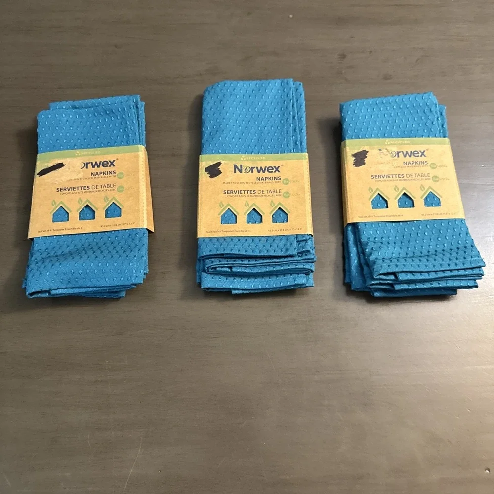 Norwex Counter Cloth Napkins 3 Set of 4 New In Package Teal  12 Total