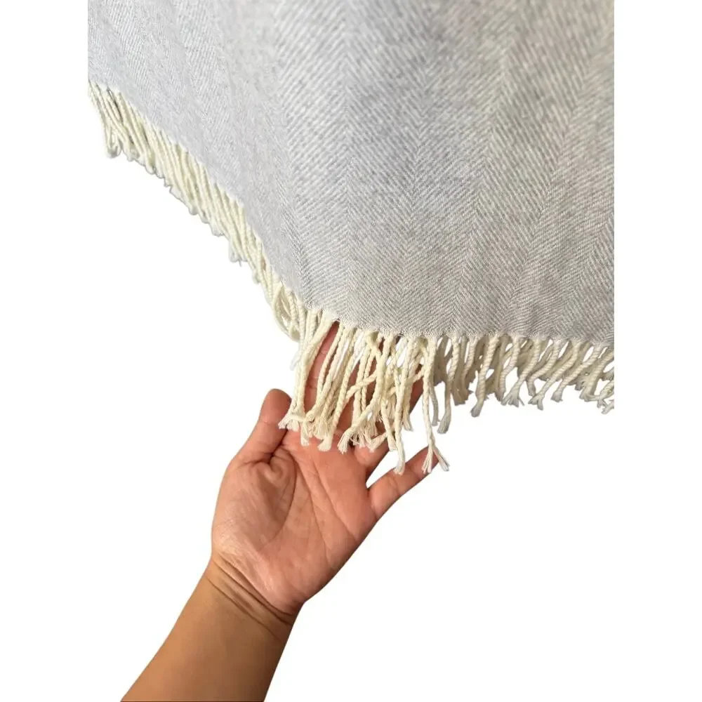 Lands Downunder Italian Herringbone Throw Blanket Gray Soft & Cozy‎ 60x56 Inches