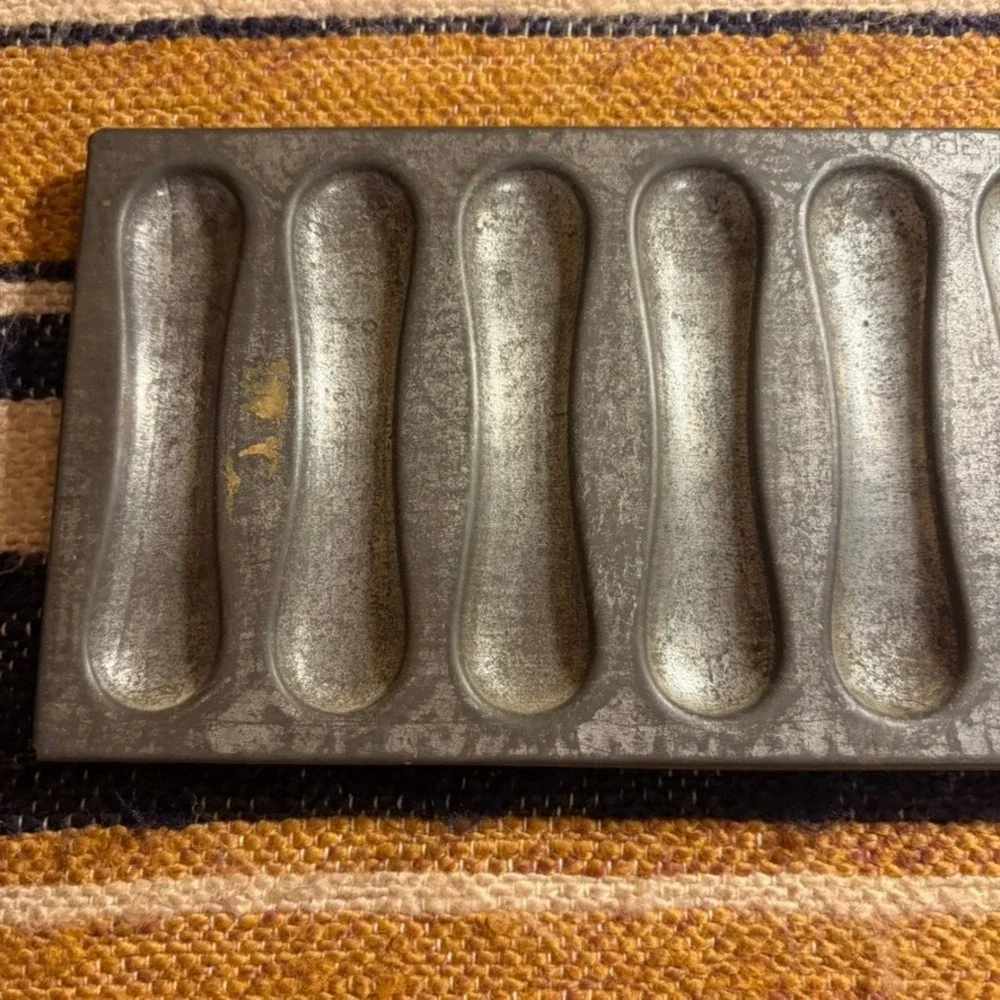 Ladyfinger Pan 12in Silver Vintage 12 Cavity Tinned Steel Baking Mold