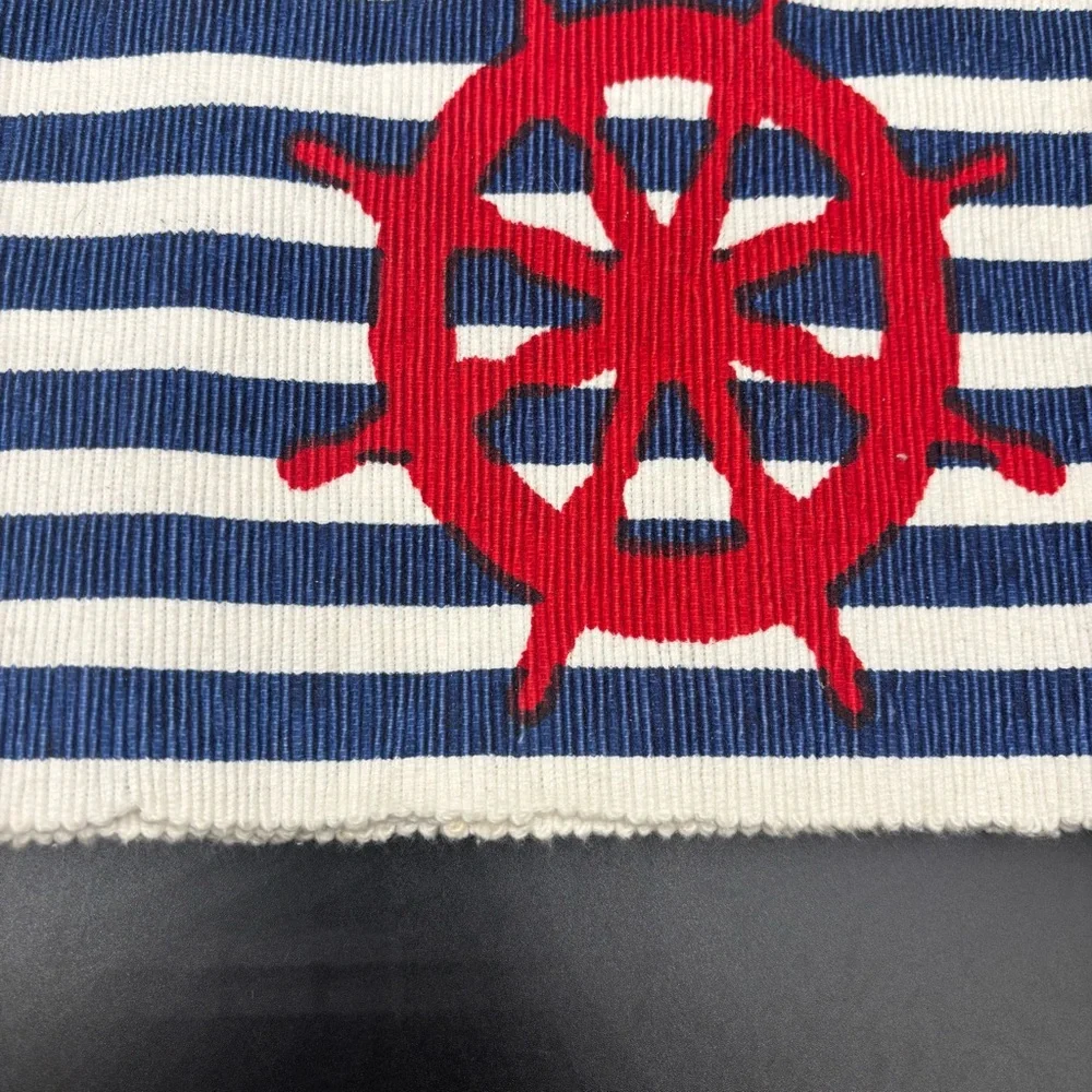 NWT Casual Living Placemats Set of Four‎ 4 Spinning Wheel 13” x 19” Cotton Blue