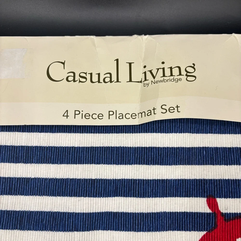 NWT Casual Living Placemats Set of Four‎ 4 Spinning Wheel 13” x 19” Cotton Blue