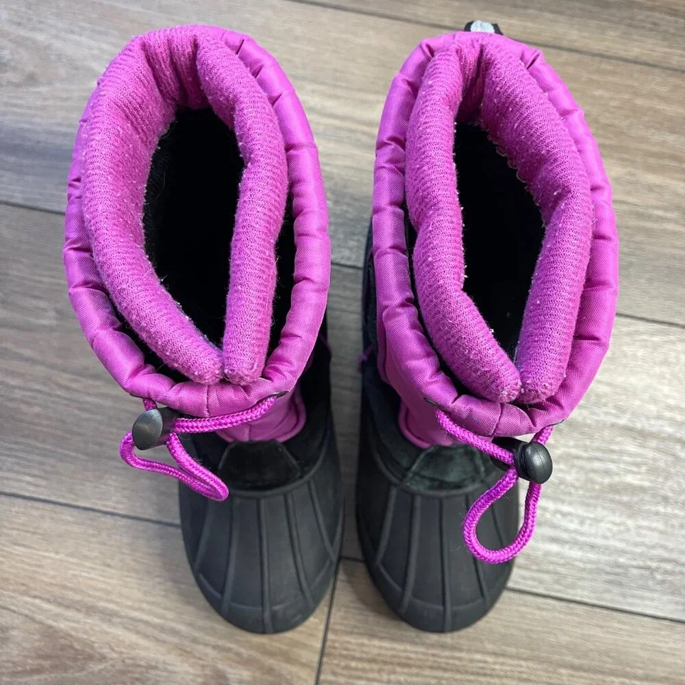Totes Jean Snow Boots Girls‎ Size 3 Slip On Bungee Closure Suede Leather FAIR