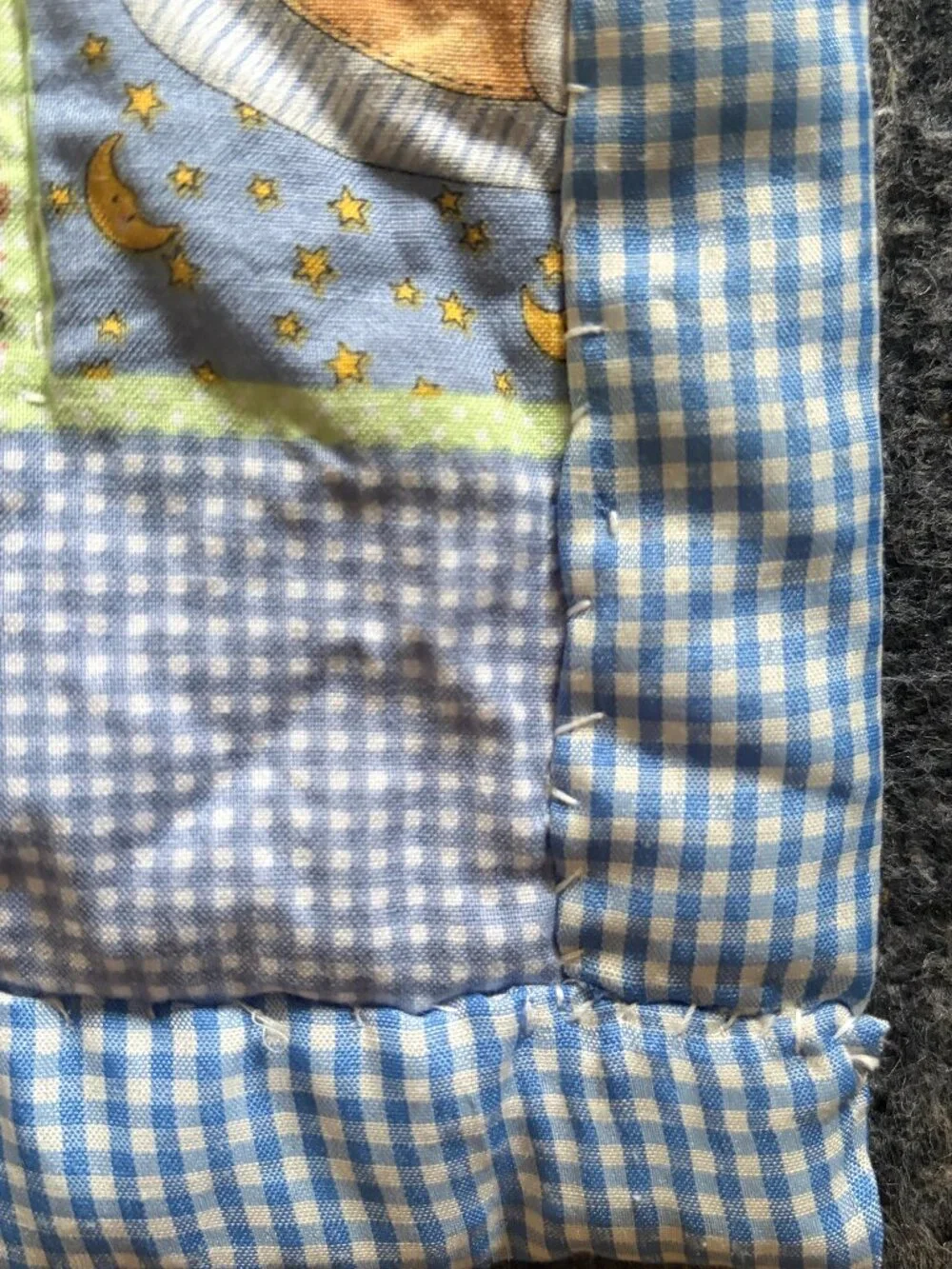 Baby Quilt Vintage Handmade Safari Theme Hand Stitched 39” x 49”