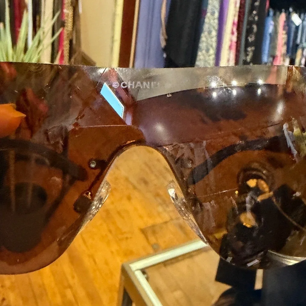 Chanel 4119 CC Rimless Shield Sunglasses Brown Gradient Italy Y2K