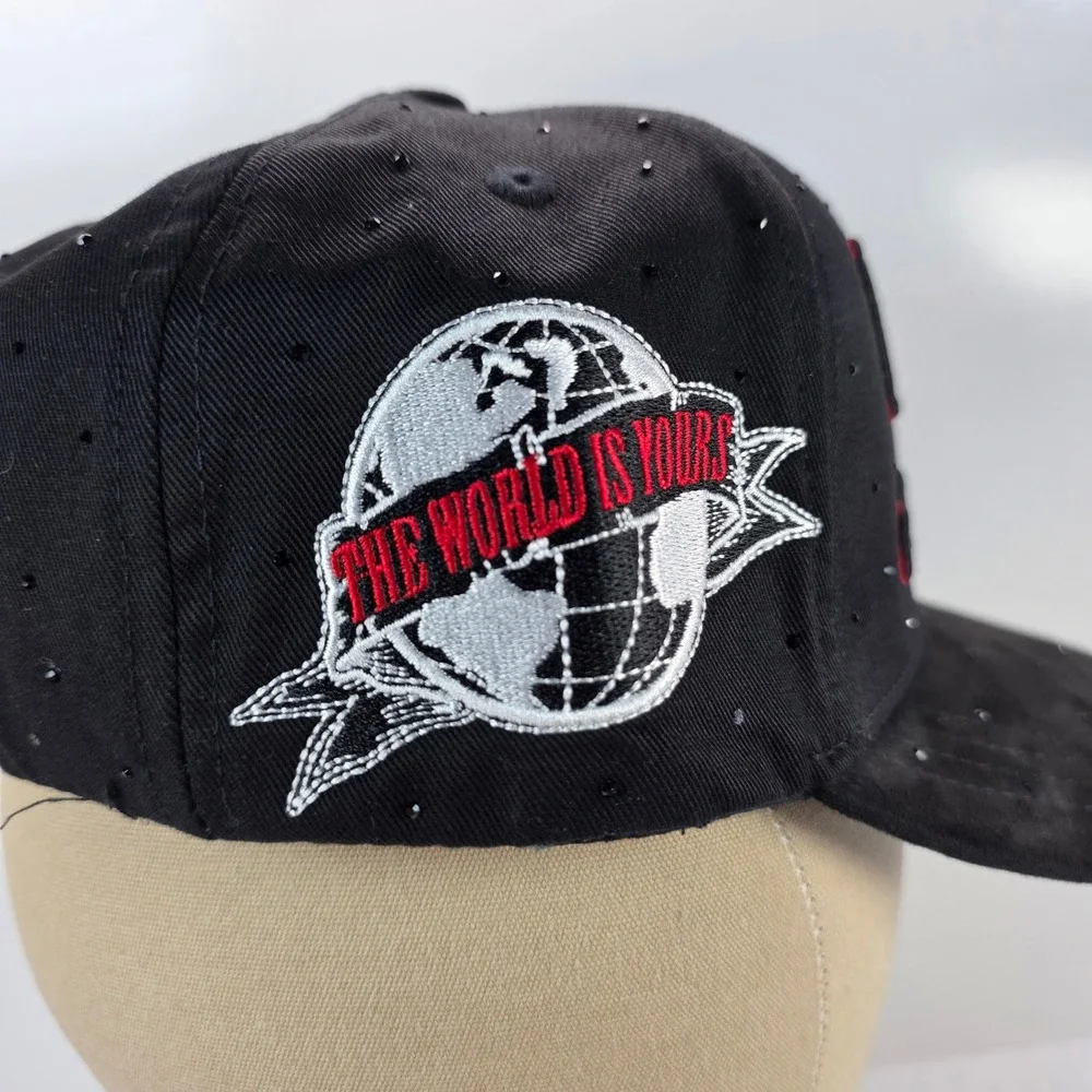 Belico Hats Rico Muerto Black Red Rhinestone Snapback‎ Hat with Dust Bag