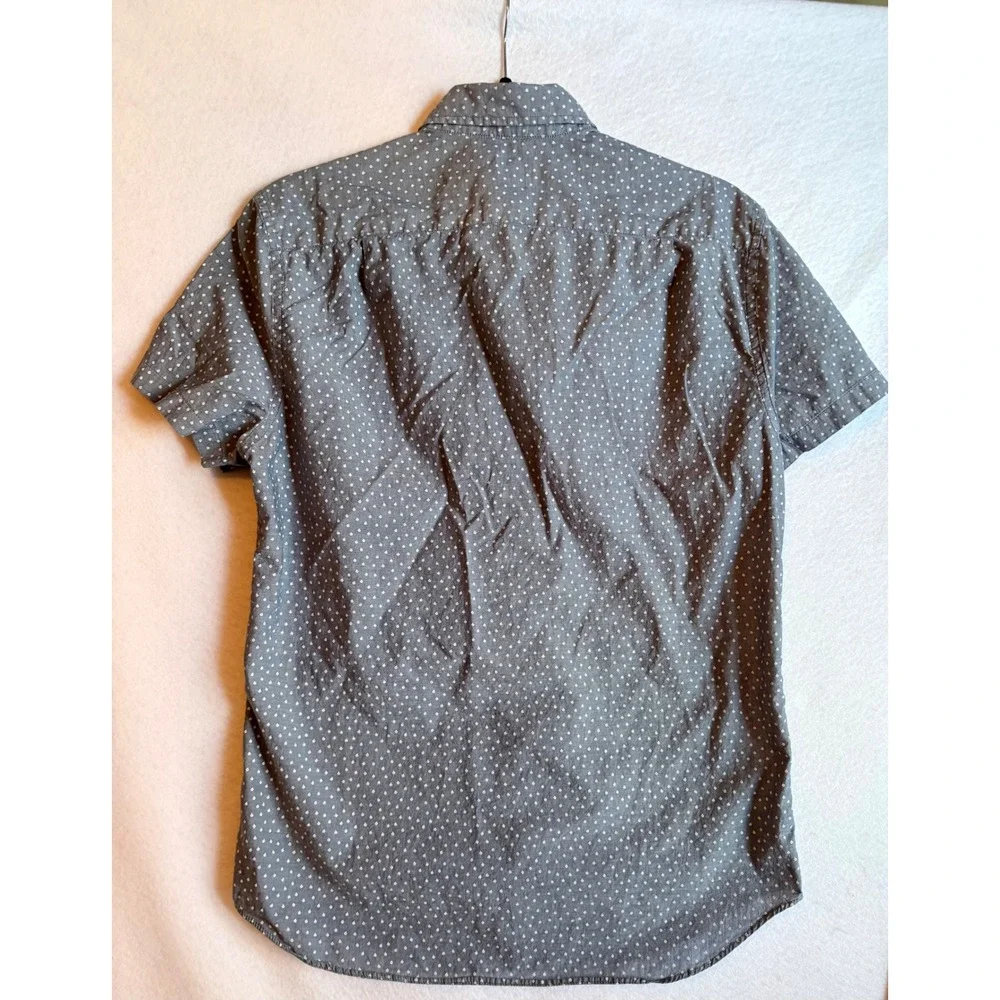 J.Crew Mens Short Sleeve Button Down Shirt Gray Dot Print Size‎ Small
