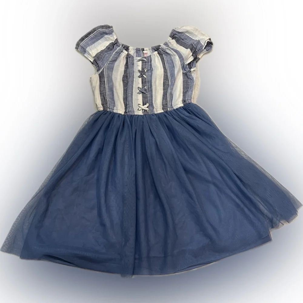 Justice Blue and White Striped Dress