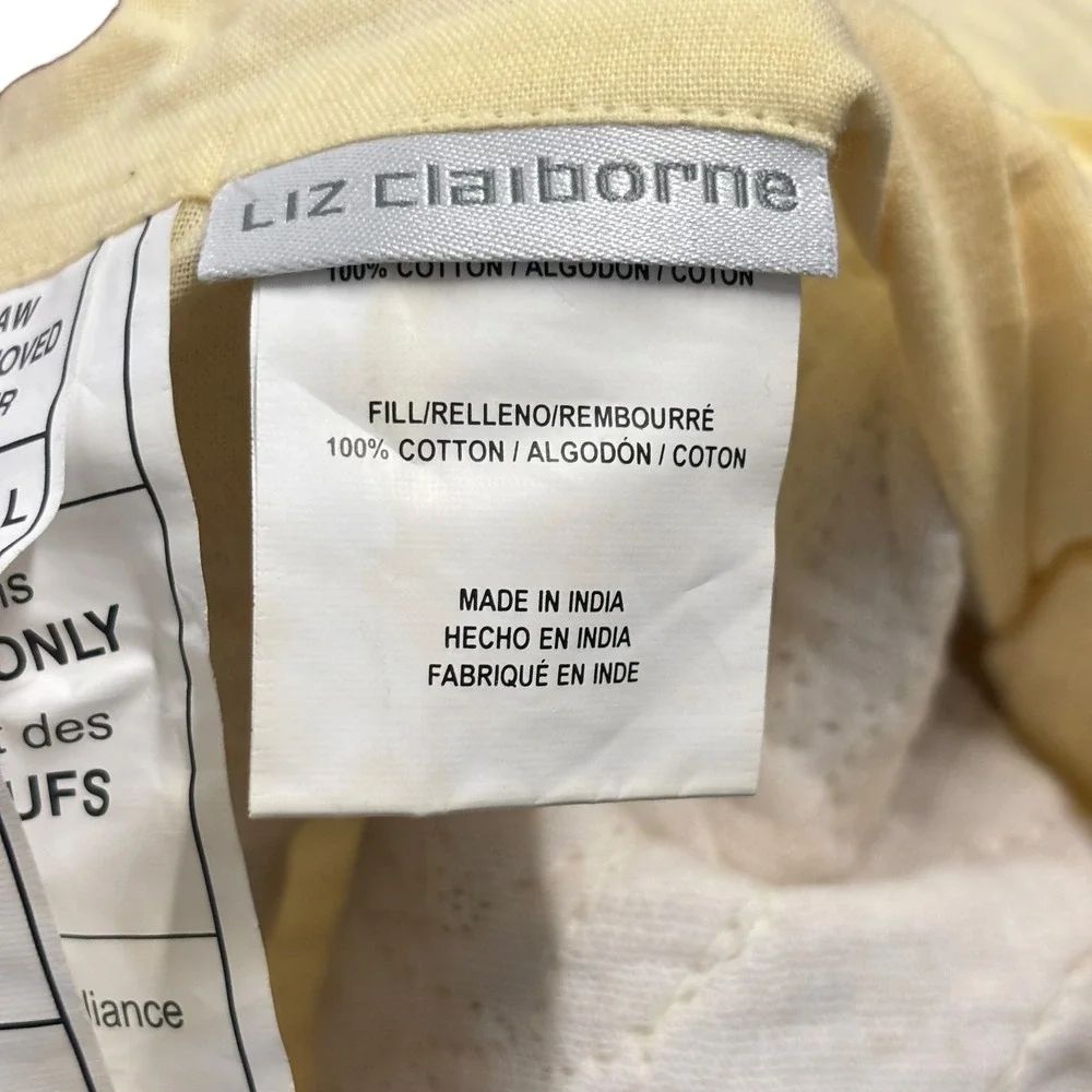 Liz Claiborne Tropical Botanical Quilted Pillow Shams Set of 2 Yellow Standard