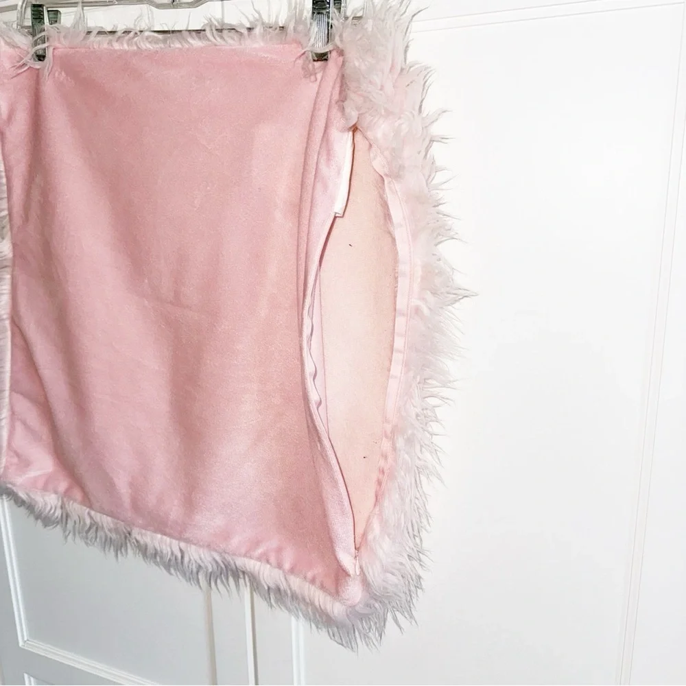 Pink Faux Fur Pillow Cover 18”x18”