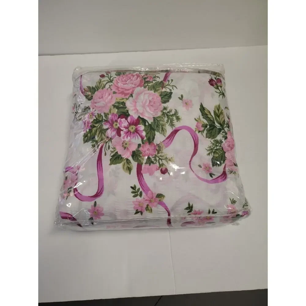 Madison Plisse Bedspread Queen Size 106”x118” Pink Floral New OldStock Vintage