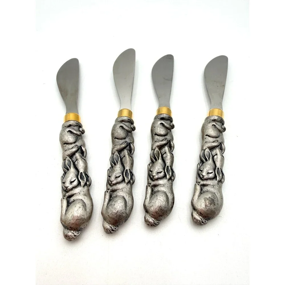 Set of 4 Bunnies Cheese or Butter Spreaders by Arthur Court