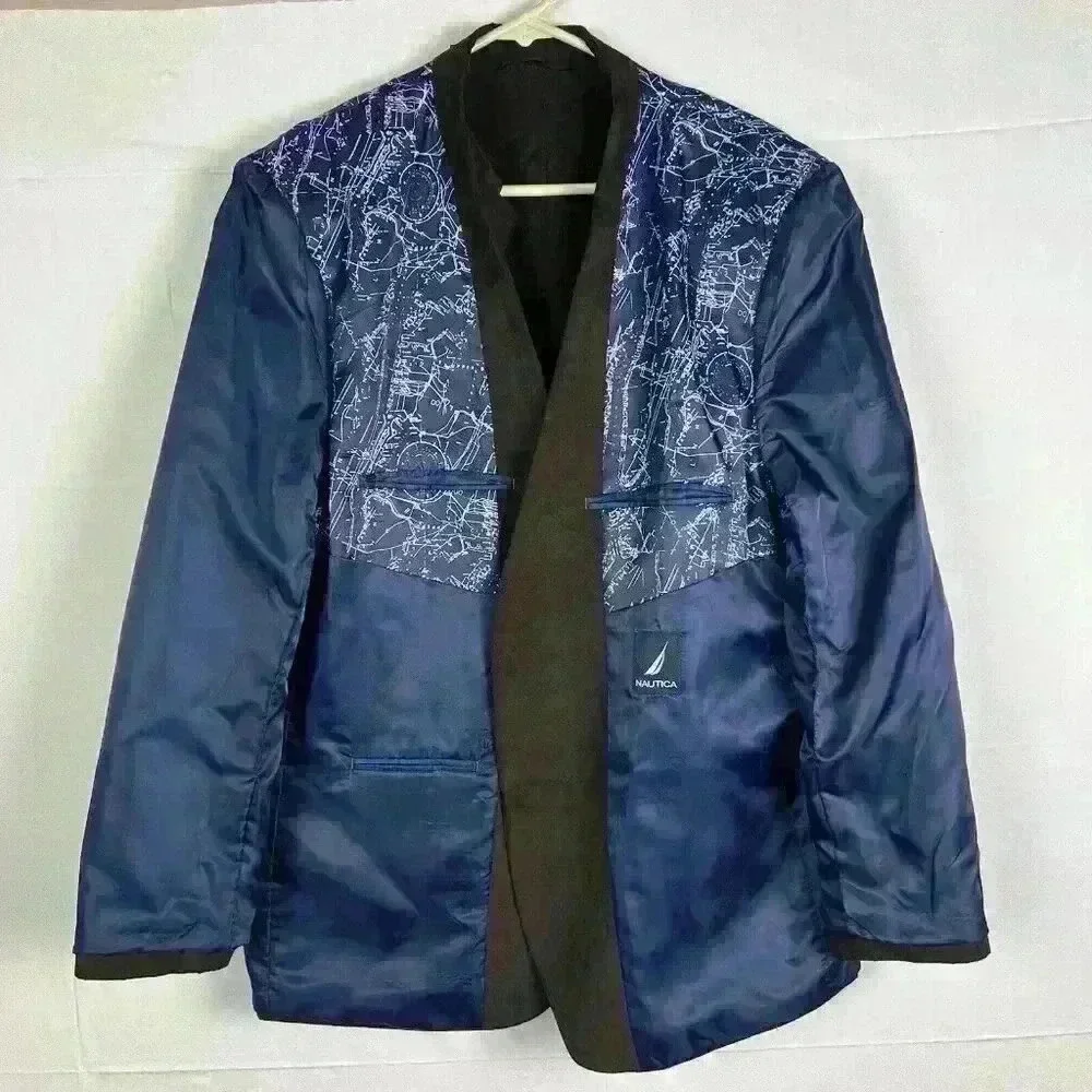 Nautica Mens Suit Jacket Blazer Brown Suede Like Polyester‎ Size 46 Regular