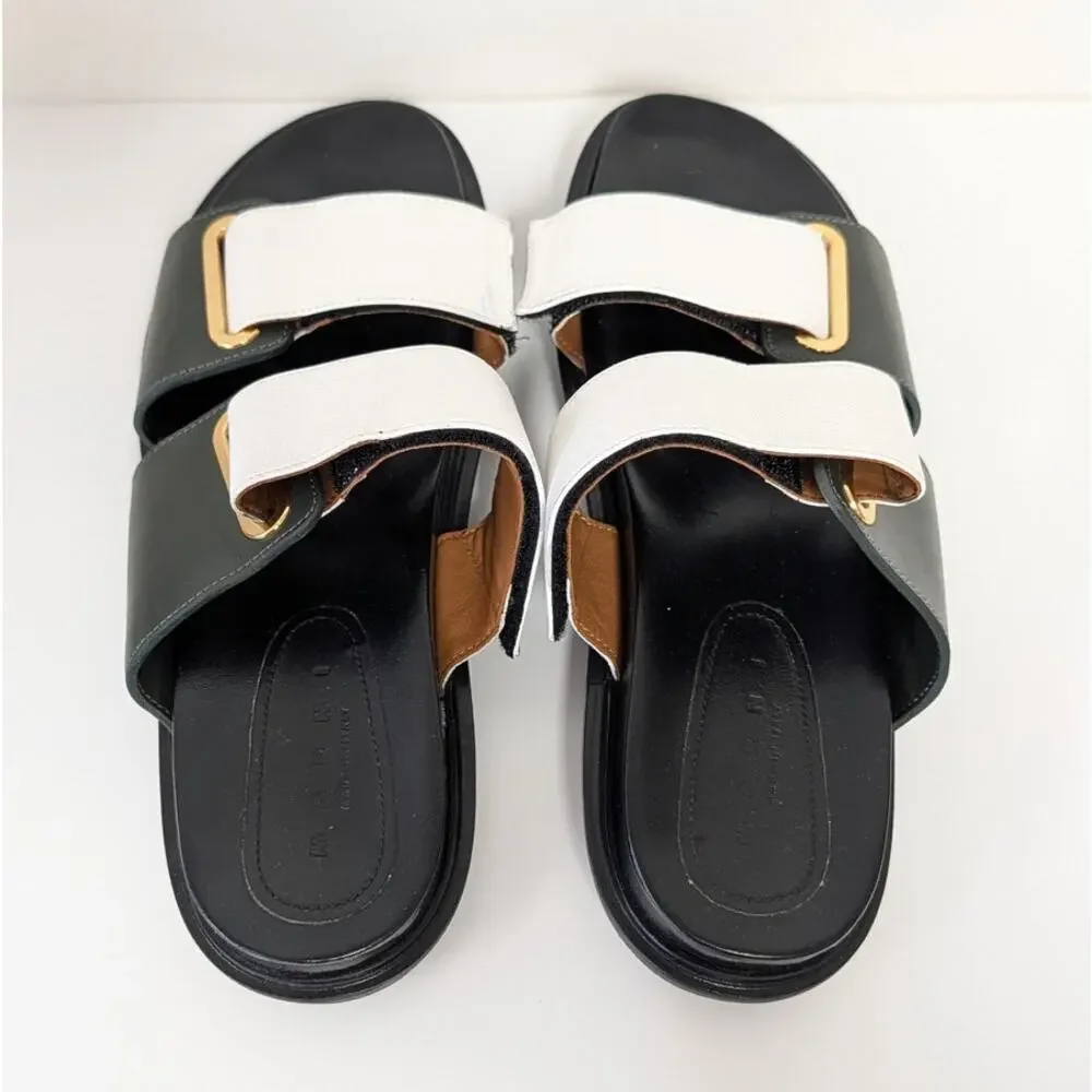 Marni Fussbett Color Block Slide Sandals Women's EU40/US 9.5 Leather Slip On