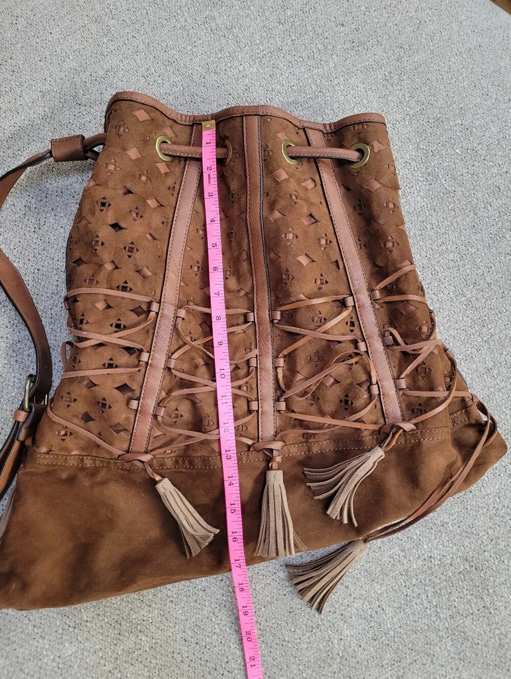 Not Rated Brown Leather Accent Handbag Interior Detail