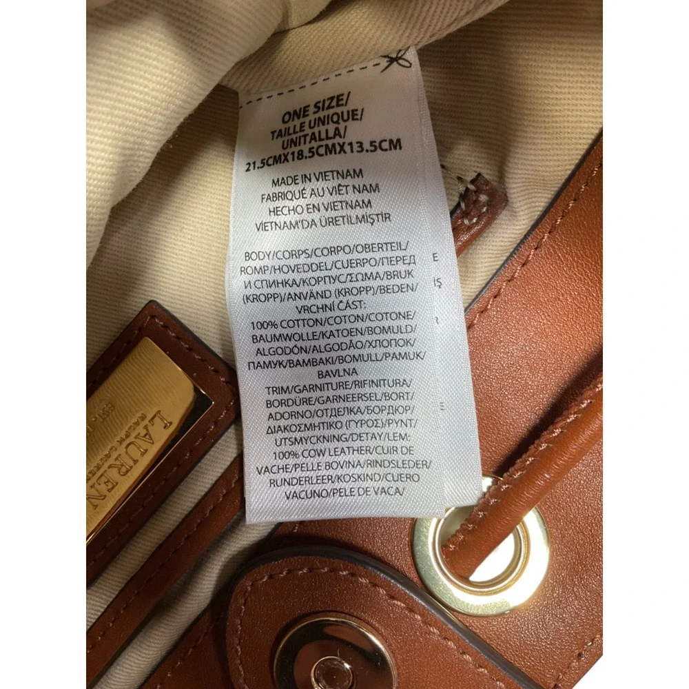 Ralph Lauren Classic Vanilla Lauren Tan Andie Drawstring Bag
