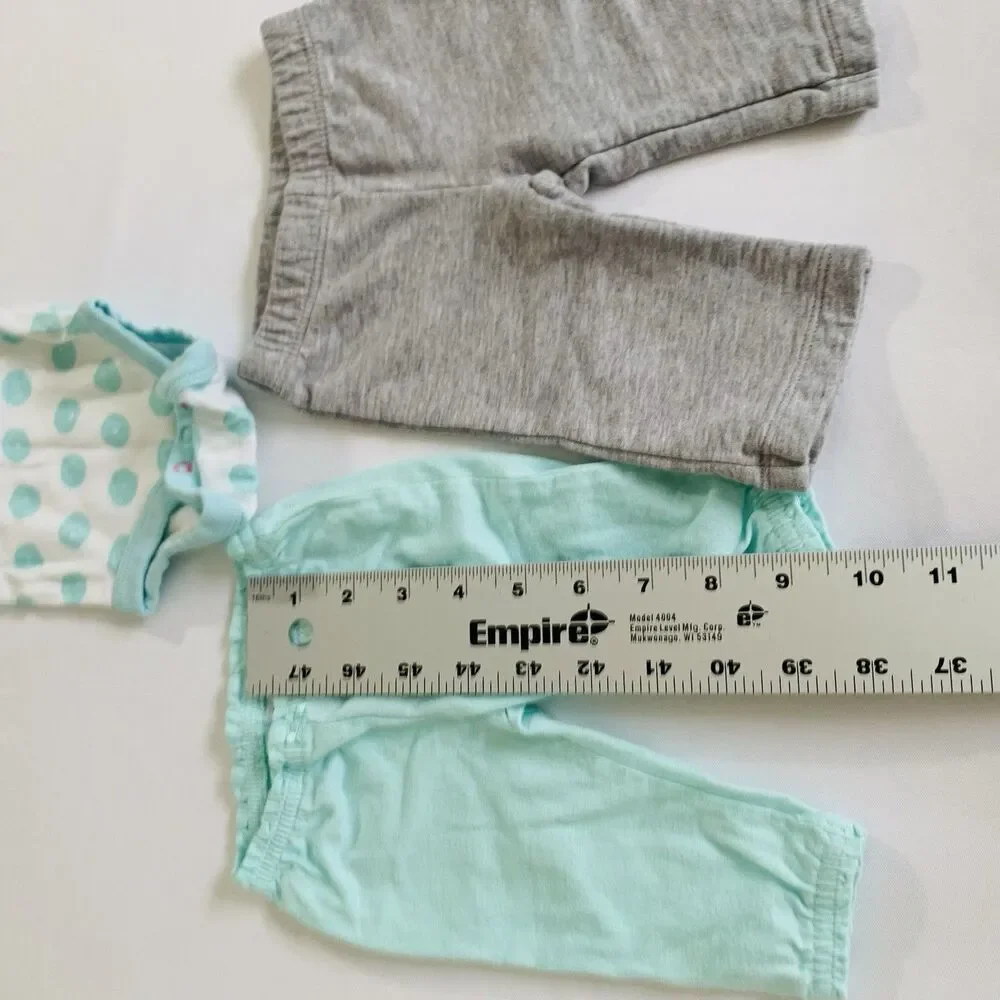 Carters Outfit Top Pants Set Baby Girl 3 Months‎ White Blue Short Sleeve Stretch