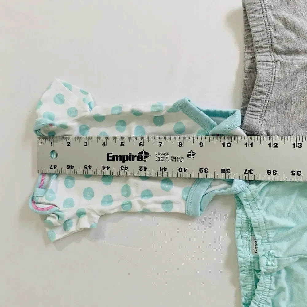 Carters Outfit Top Pants Set Baby Girl 3 Months‎ White Blue Short Sleeve Stretch