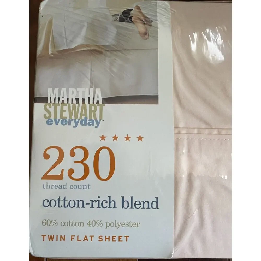 MARTHA STEWART EVERYDAY 230 THREAD COUNT TWIN FLAT SHEET SHELL COLOR NEW Bedroom
