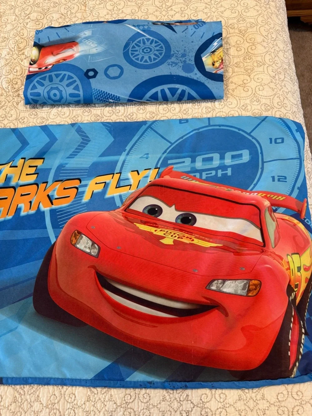 Disney Pixar Cars 2 Mater Lighting McQueen Twin Flat Sheet and One Pillowcase