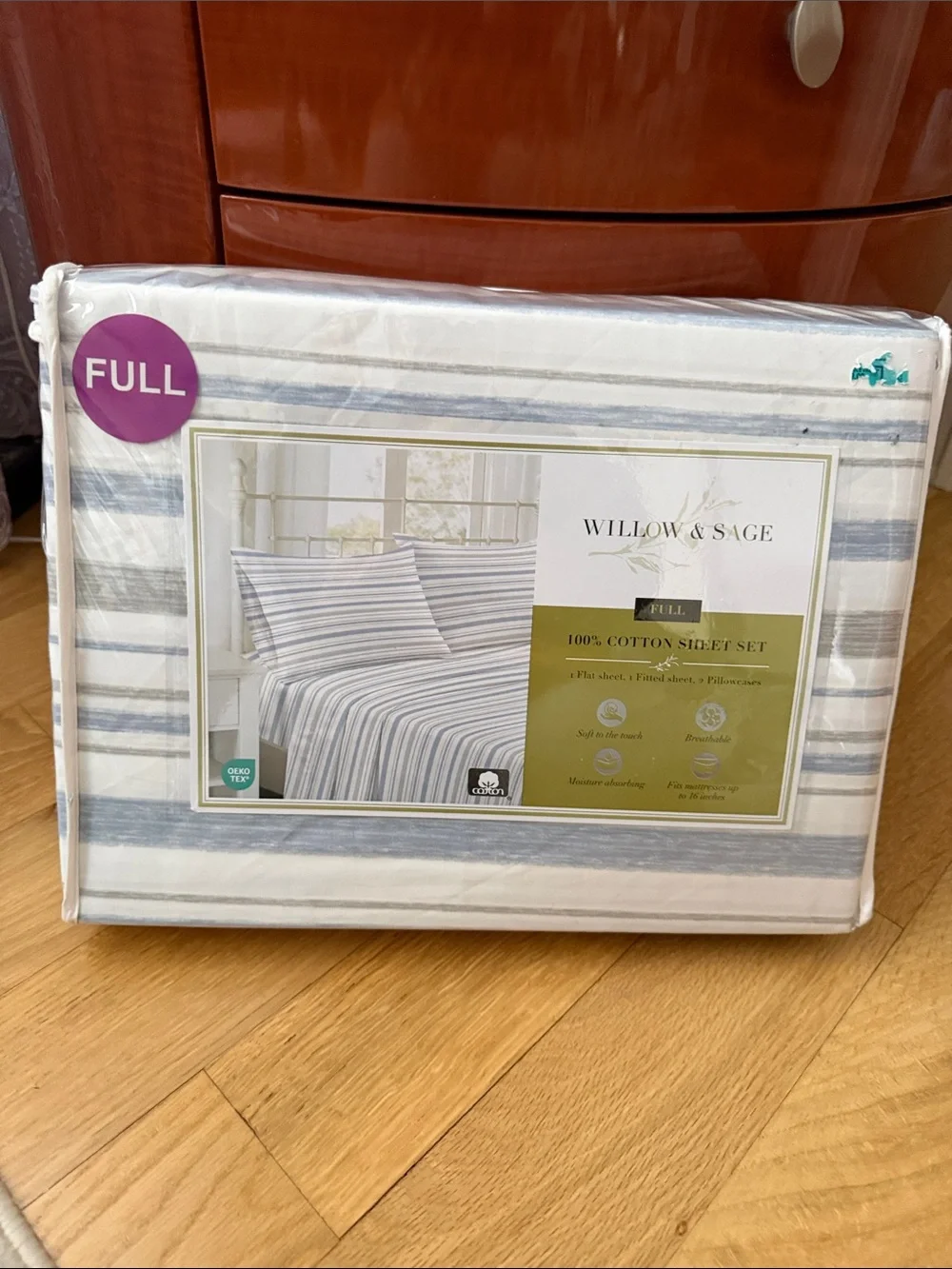 Full Cotton Sheet Set - Blue Stripe