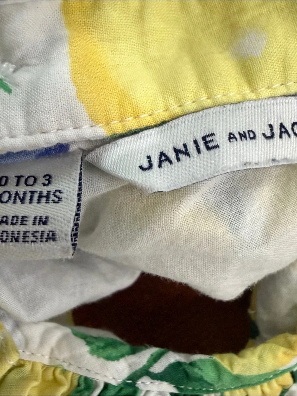 Janie and Jack Baby Girl Lemon and Floral Print Dress and Bloomers Set Sz 0-3M
