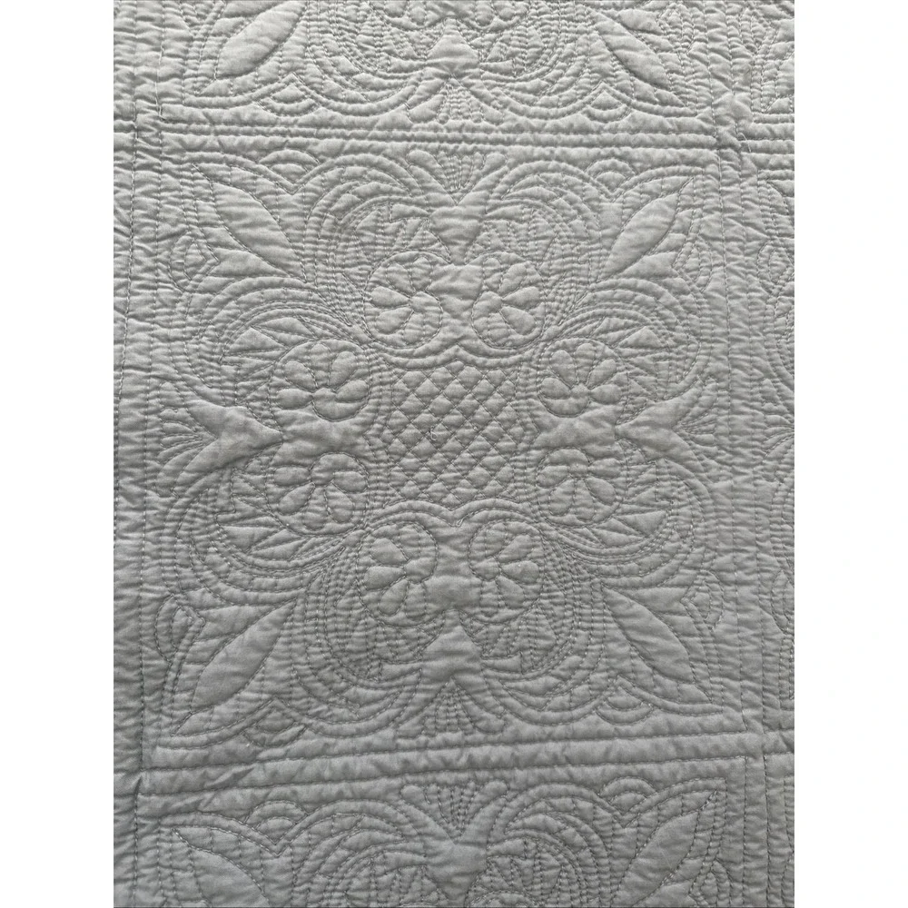 C and F Enterprises Blue Quilted Queen Bedspread Floral Cottagecore Coverlet