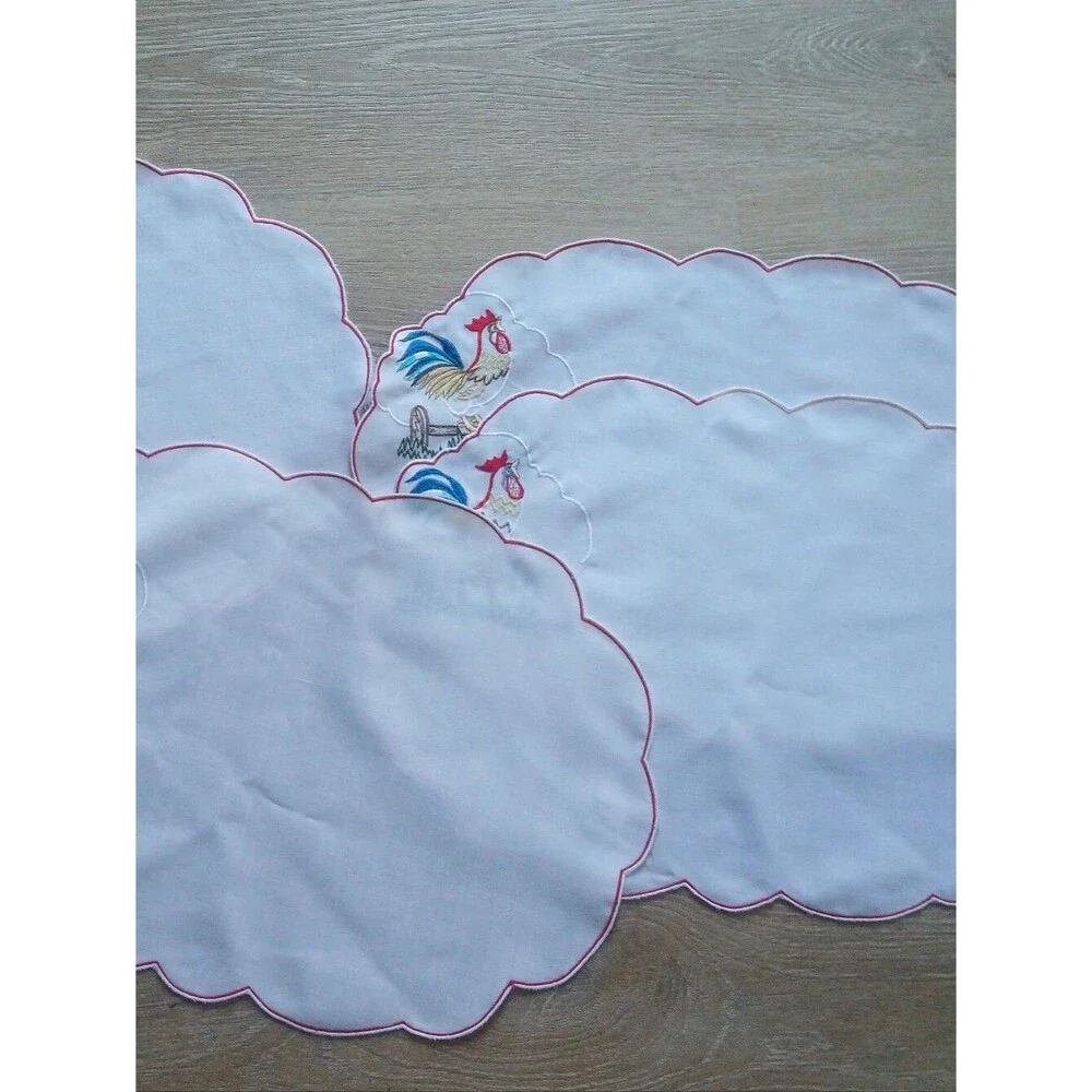 Regina Designer Embroidered Rooster Decorative Textile Multi-color Place Mats