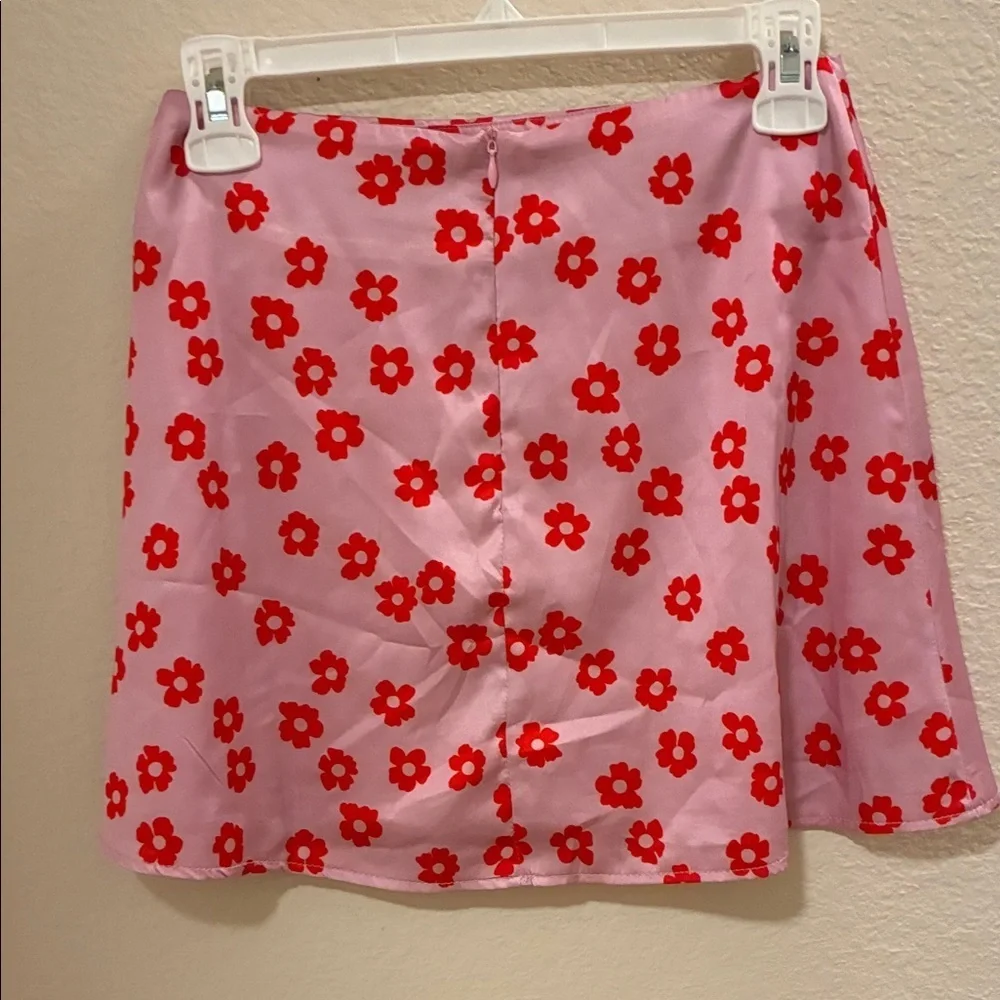 Princess Polly Pink and Red Floral Mini Skirt
