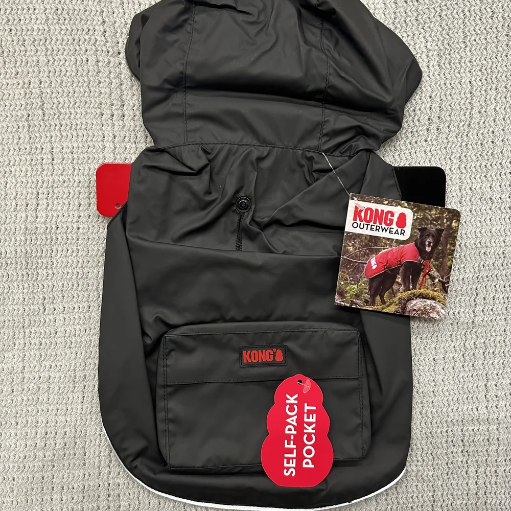 KONG Black Dog Coat with Self-Pack Feature