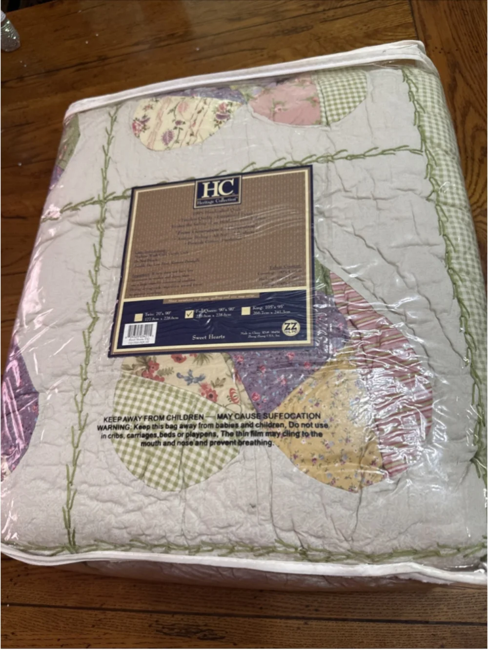Heritage Collection Full Size Quilt 76” x 86” Kensington NOS 1992 Oversized Fit