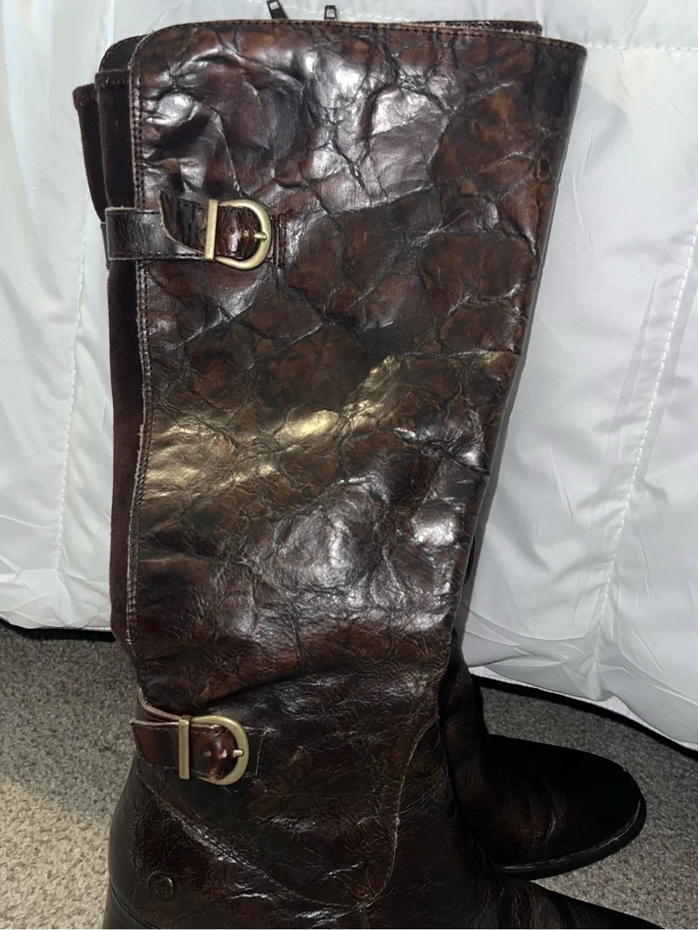 Born Dark Brown Over-the-Knee Leather Boots with Buckle Accents