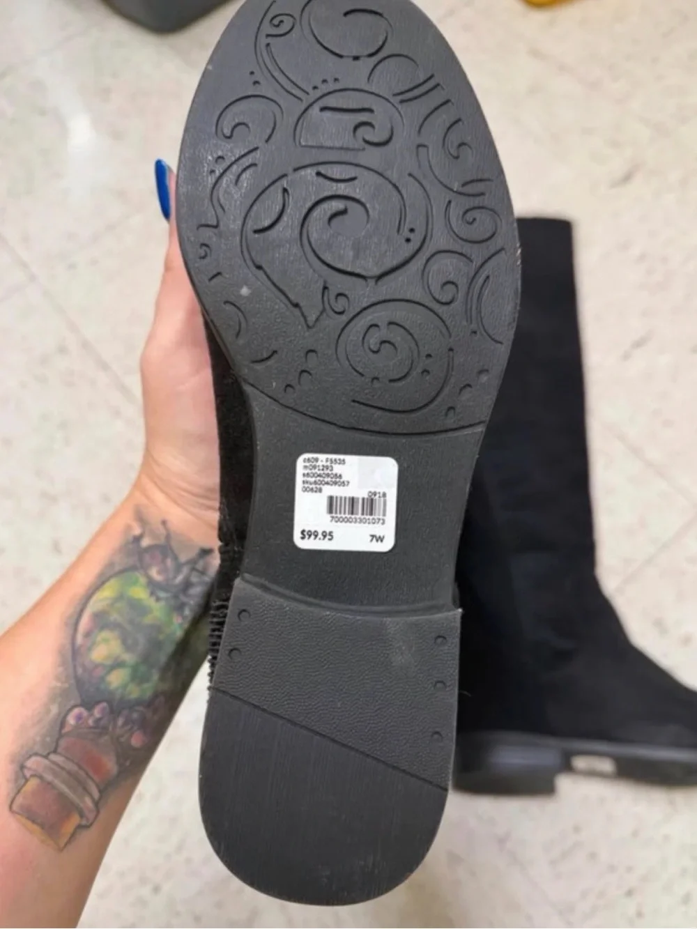 Lane Bryant Black Over-the-Knee Knit-Back Boots