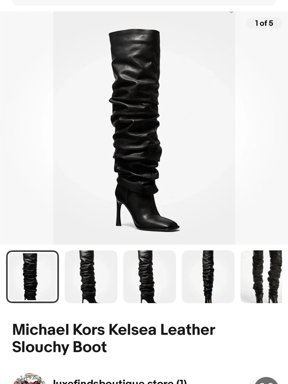 Michael Kors Black Leather Slouch Over-the-Knee Boots