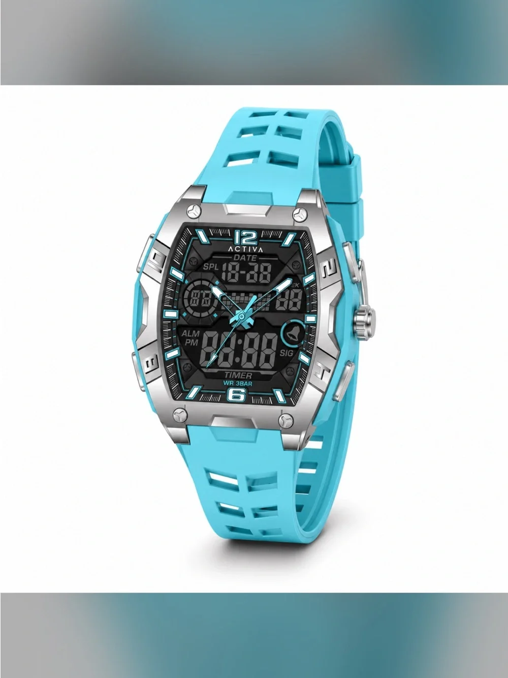 Activa X Invicta Digital Men's Watch - 50mm, Light Blue (ACW8131-002)