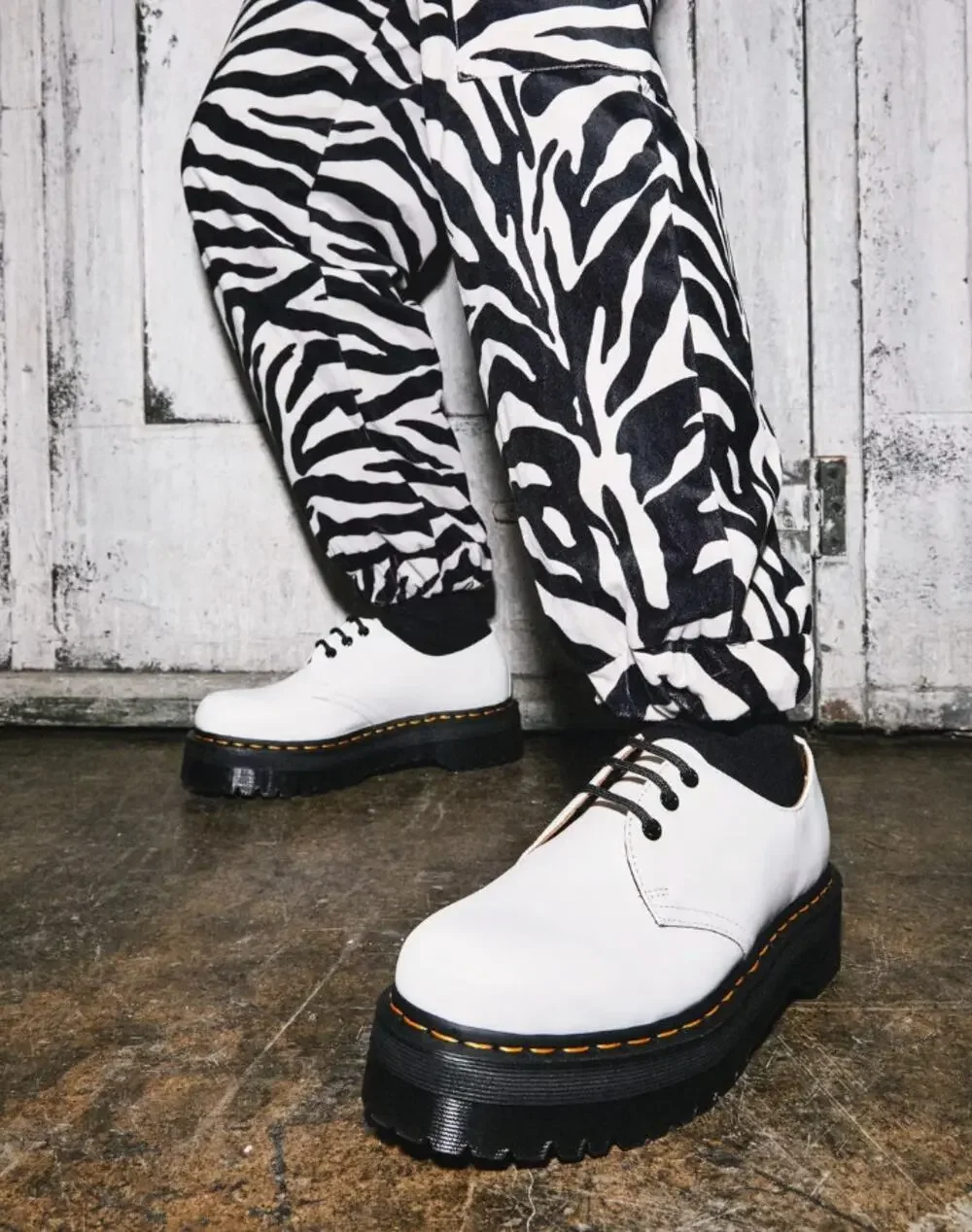 Dr. Martens 1461 Quad Retro White Leather Platform Shoes size W9|M8