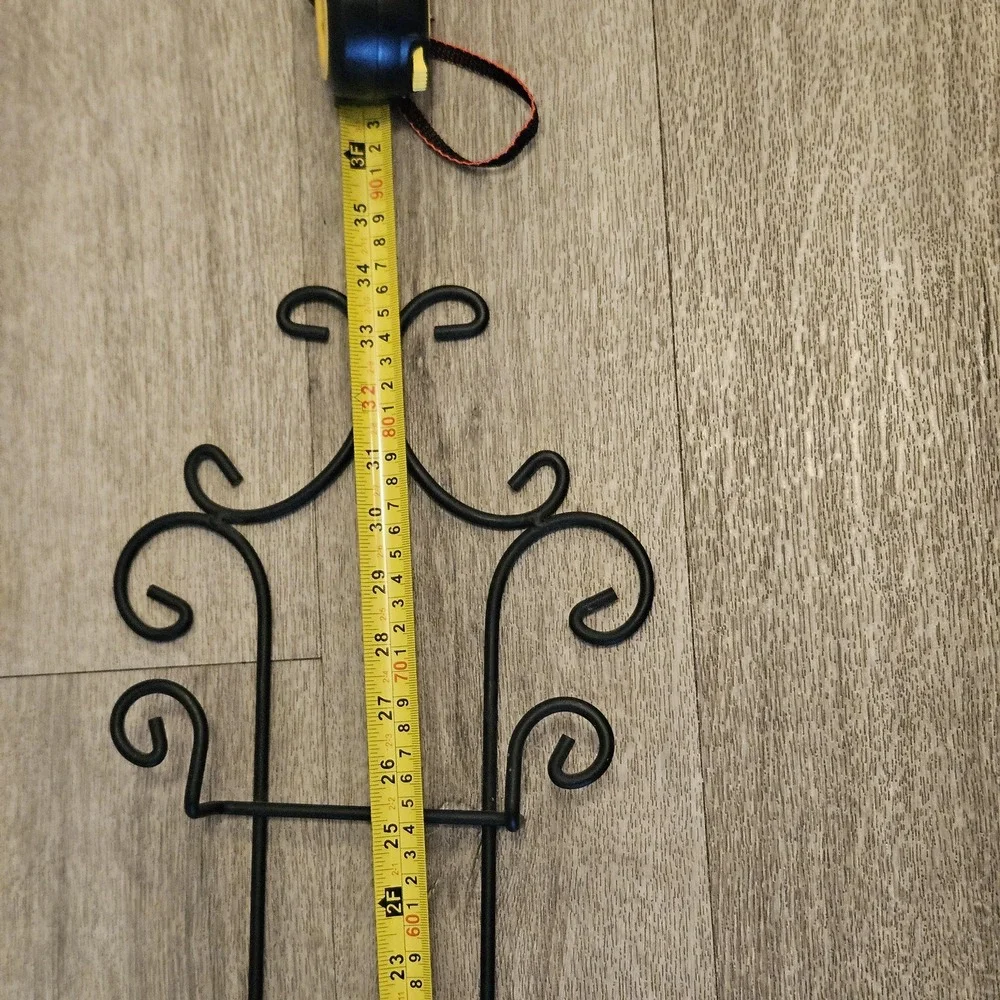 Vintage Black Metal Plate Rack: 4-Tier European Cottage Kitchen Decor