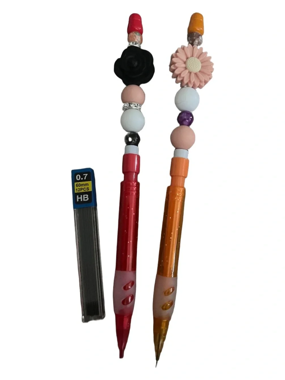Set of 2 Decorated Mechanical Lead Pencils w/ Refillable Lead