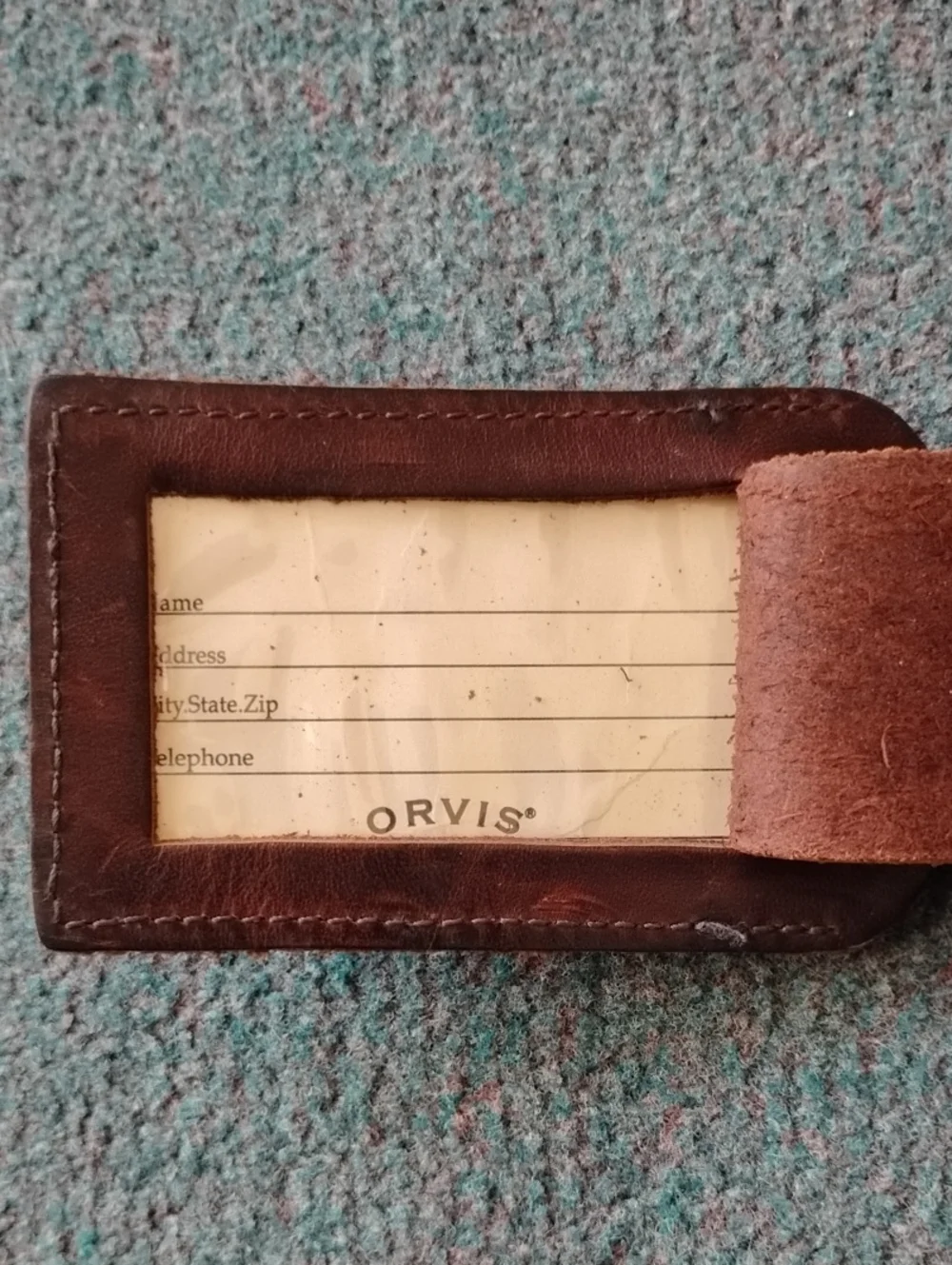 Orvis Brown Leather Luggage Tag